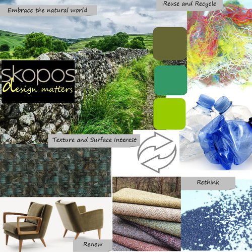 Upholstery Fabrics made from recycled yarns and waste materials